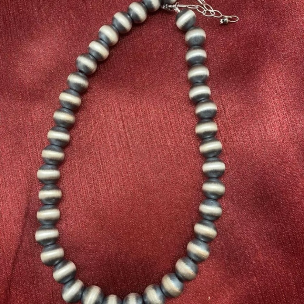 Sterling Silver 11 mm Bead Necklace - Picture 6 of 10